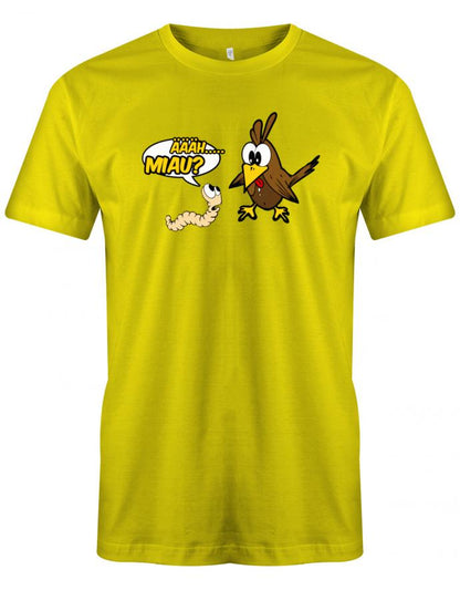 Ähhh Miau - Vogel Wurm Fun - Herren T-Shirt Gelb