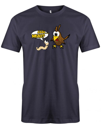 Ähhh Miau - Vogel Wurm Fun - Herren T-Shirt Navy
