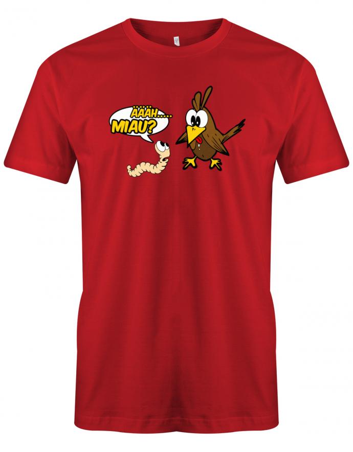 Ähhh Miau - Vogel Wurm Fun - Herren T-Shirt Rot