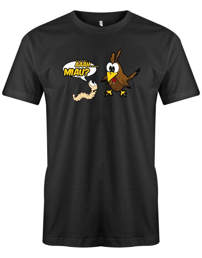 Ähhh Miau - Vogel Wurm Fun - Herren T-Shirt Schwarz