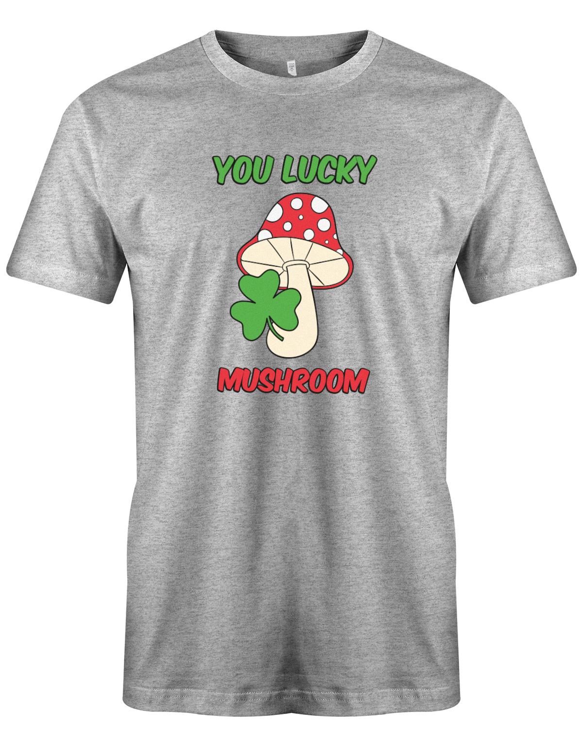 you-lucky-mushroom-Herren-Shirt-Grau